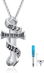 PELOVNY Urn Necklace for Ashes Tree of Life Rose Viking Music Butterfly Guitar Hummingbird Dragonfly Angel Wing Cremation Urn Pendant Necklaces S925 Sterling Silver Keepsake Memorial Remains Pendant for Women